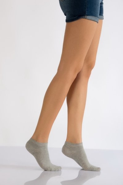 Kadın Düz Renk Patik Çorabı  - Gri