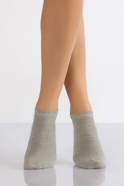 Kadın Düz Renk Patik Çorabı  - Gri