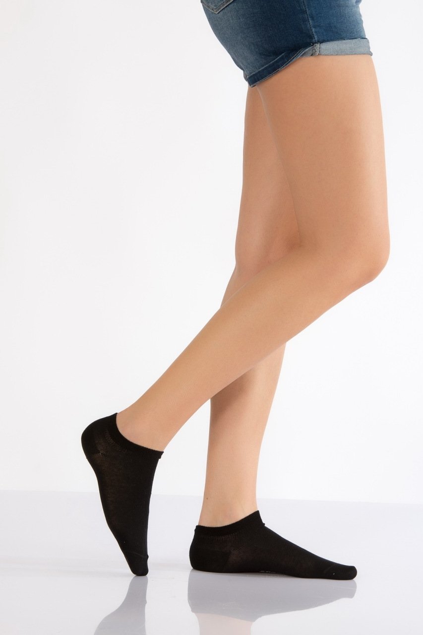 Kadın Düz Renk Patik Çorabı  - Siyah
