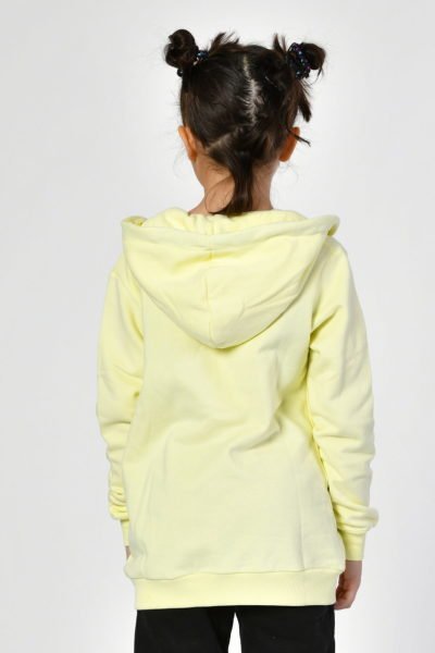 Noori Cepli, Kapüşonlu, Fermuarlı Kız Çocuk Sweatshirt  - Limon Sarısı