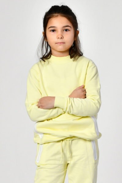 Noori Bisiklet Yaka Cepli Kız Çocuk Sweatshirt  - Limon Sarısı