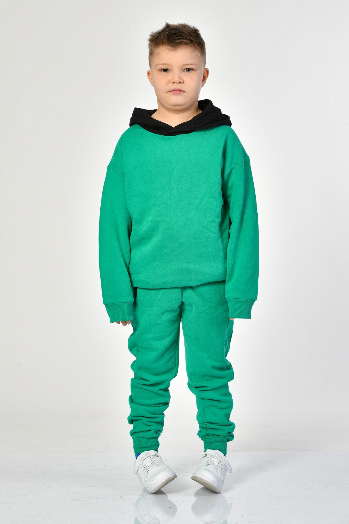 Noori Cepli Kapüşonlu Erkek Çocuk Sweatshirt  - Yeşil