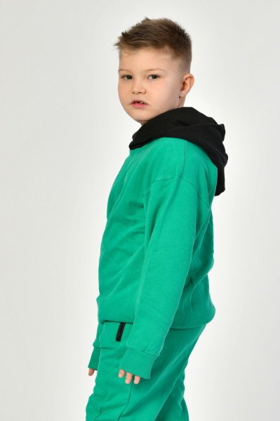 Noori Cepli Kapüşonlu Erkek Çocuk Sweatshirt  - Yeşil