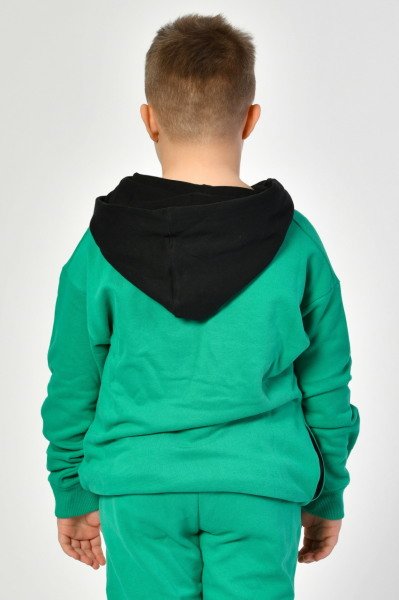 Noori Cepli Kapüşonlu Erkek Çocuk Sweatshirt  - Yeşil