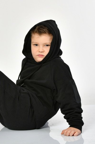 Noori Kapüşonlu Erkek Çocuk Sweatshirt  - Siyah