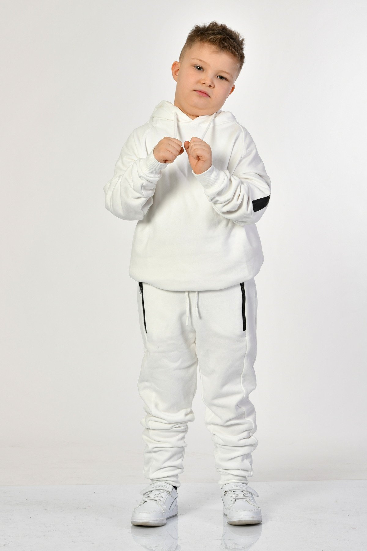 Noori Kapüşonlu Erkek Çocuk Sweatshirt  - Beyaz