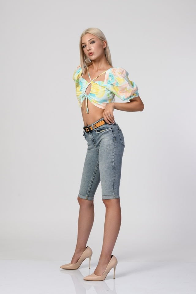 WhatsUp Kemerli Denim Kapri  - Denim