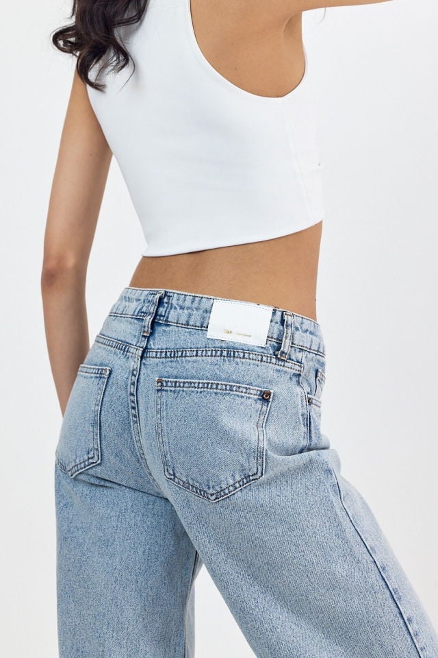 WhatsUp Yüksek Bel Simli Bol Paça Pantolon  - Denim
