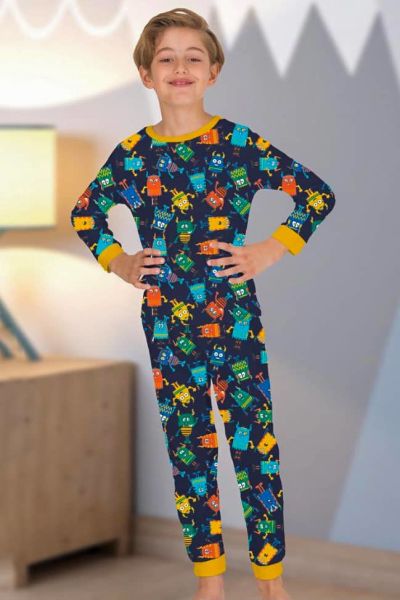 Canavar Desenli Erkek Çocuk Pijama Takımı - Lacivert
