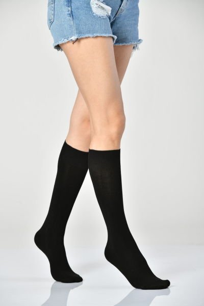 3'Lü Paket Kadın Modal Dizaltı Çorabı (Siyah-Gri-Lacivert)