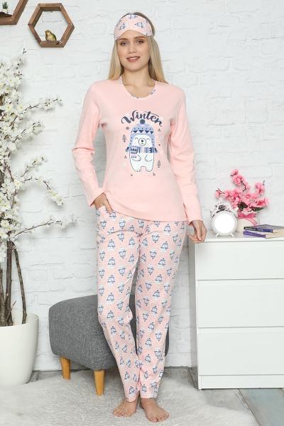 Kış Temalı Kadın Pijama Takımı 2444 Pembe