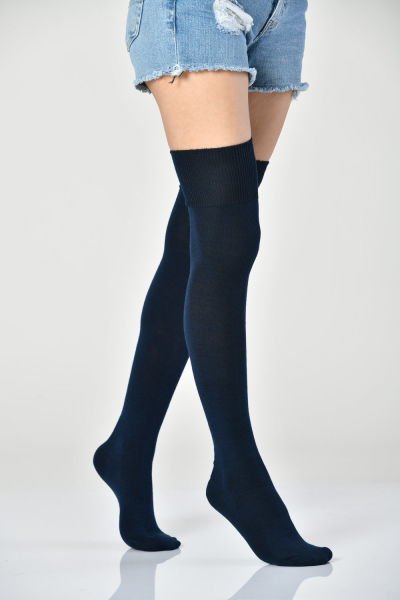 3'Lü Paket Kadın Yün Dizüstü Çorabı (Siyah-Kahve-Lacivert)