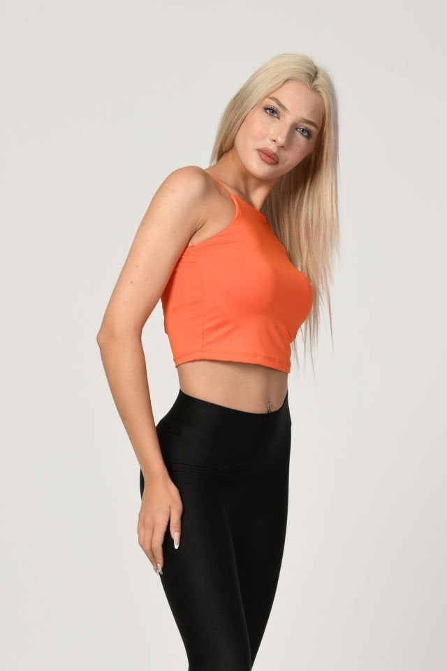 Bebe Plus Askılı Crop Top  - Turuncu