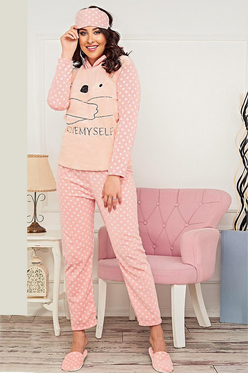 Baray Ayıcık Desenli Kadın Pijama Takımı 7024 Pembe