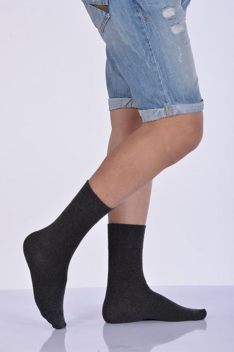 Erkek Diyabetik Soket Çorabı  - Koyu Gri