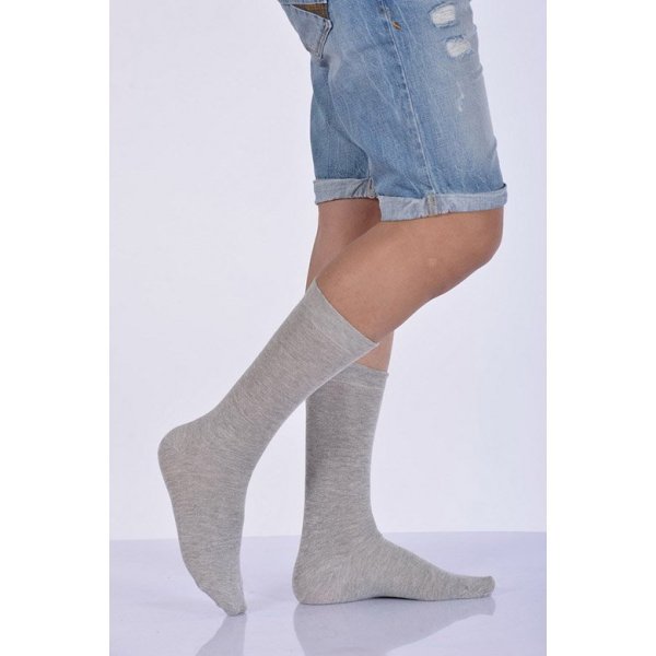 Erkek Likralı Penye Soket Çorabı  - Bej