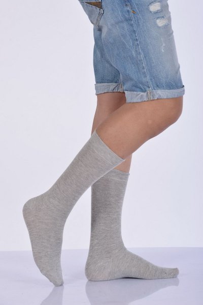 Erkek Likralı Penye Soket Çorabı  - Bej