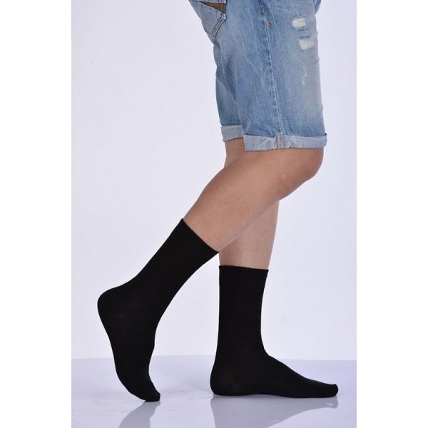Erkek Likralı Penye Soket Çorabı  - Siyah