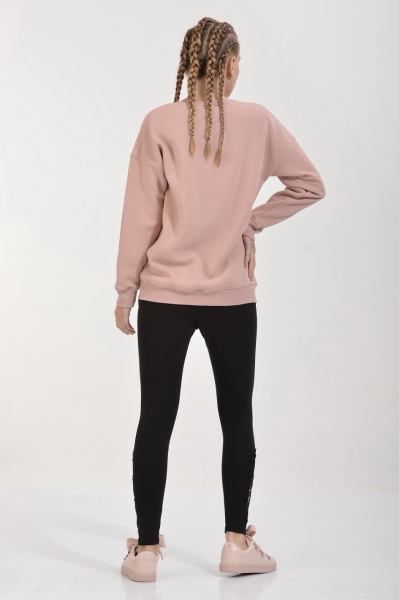 Cotton Candy Champagne Gümüş Baskılı Kadın Sweatshirt - Pudra