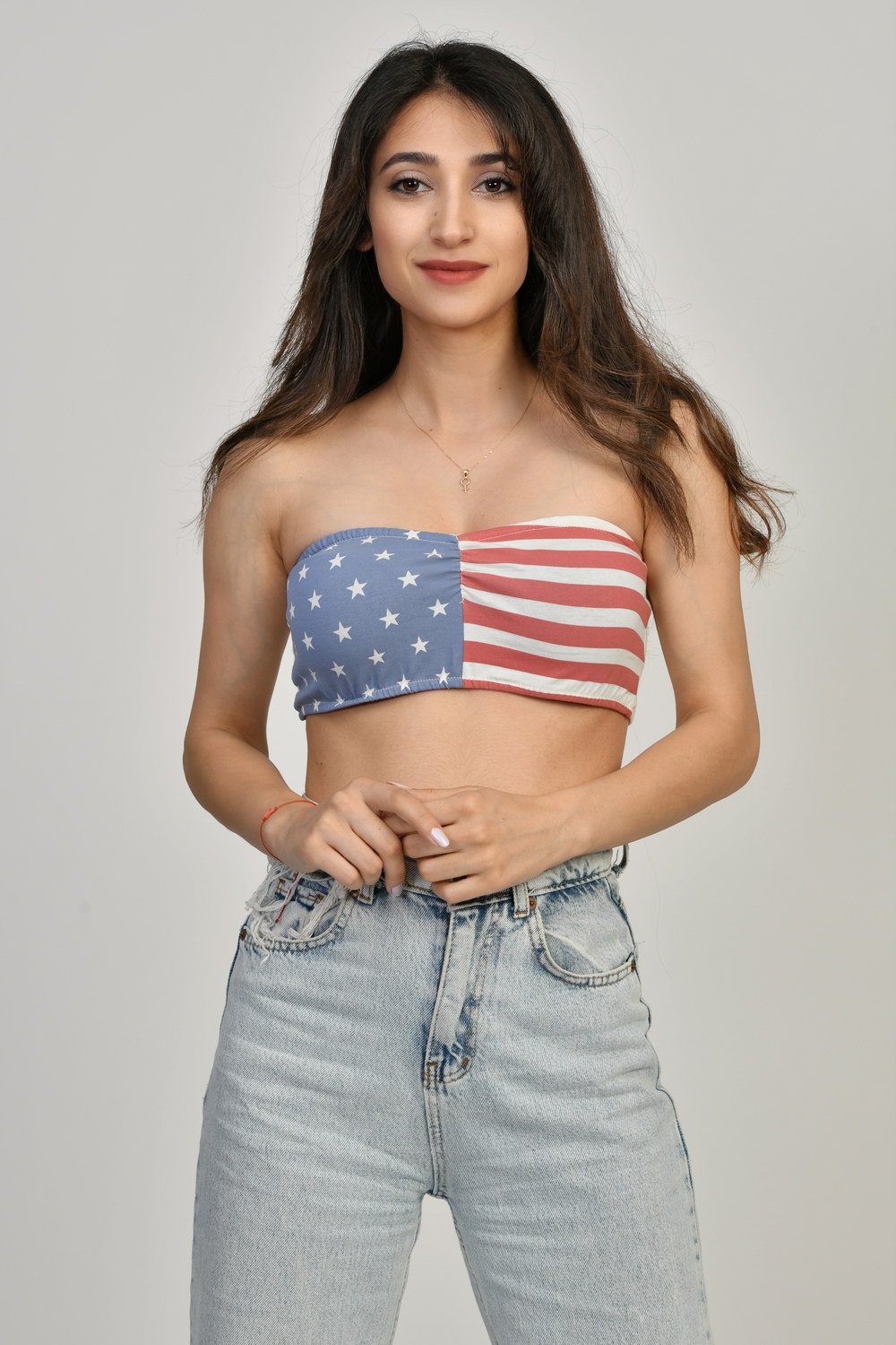 Moda1001 Amerikan Bayrağı Desenli Büstiyer  - Çok Renkli