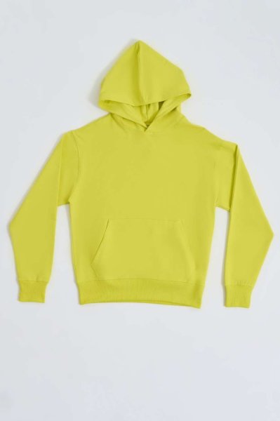 Organik Kapüşonlu Uzun Kollu Erkek Sweatshirt - Sarı