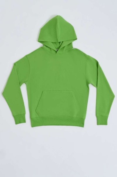 Organik Kapüşonlu Uzun Kollu Erkek Sweatshirt - Yeşil