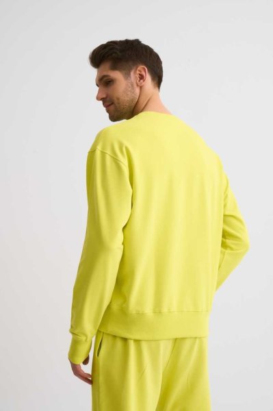 Organik Uzun Kollu Yuvarlak Yaka Erkek Sweatshirt - Sarı
