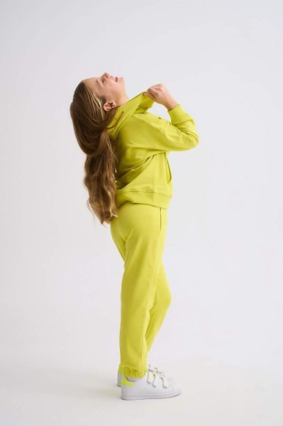 Organik Kapüşonlu Uzun Kollu Kız Çocuk Sweatshirt - Sarı