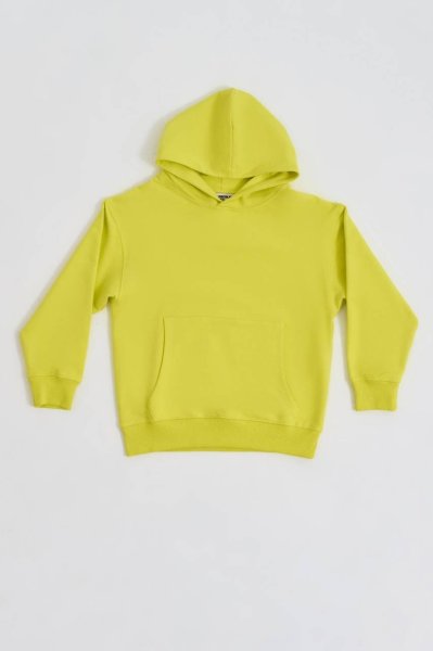 Organik Kapüşonlu Uzun Kollu Erkek Çocuk Sweatshirt - Sarı