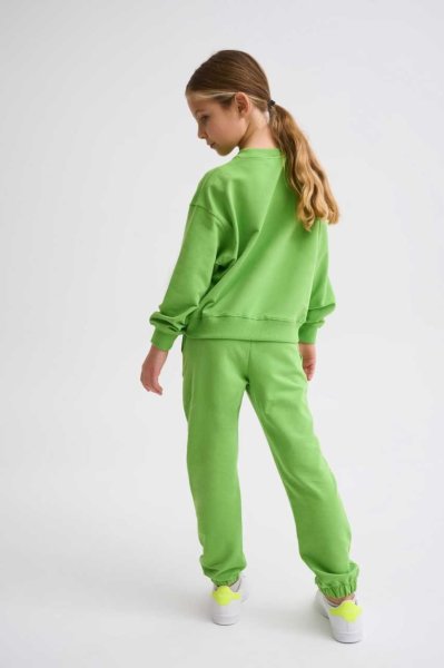 Organik Uzun Kollu Kız Çocuk Sweatshirt - Yeşil