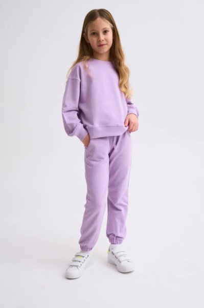 Organik Uzun Kollu Kız Çocuk Sweatshirt - Lila