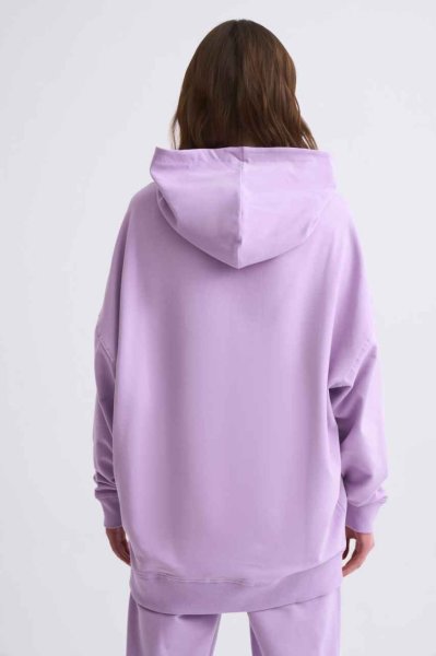 Organik Kapüşonlu Cepli Uzun Kollu Kadın Sweatshirt - Lila