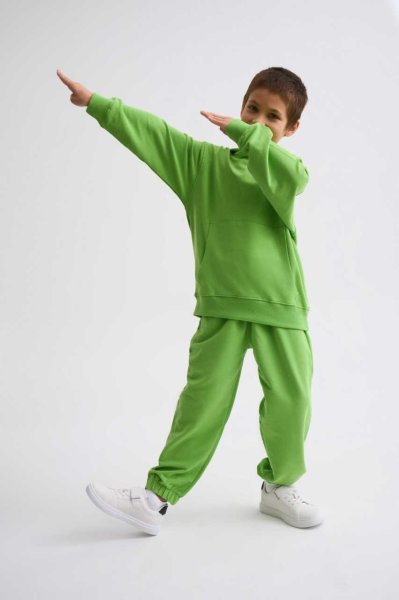 Organik Cepli Bağcıklı Erkek Çocuk Eşofman Altı - Yeşil