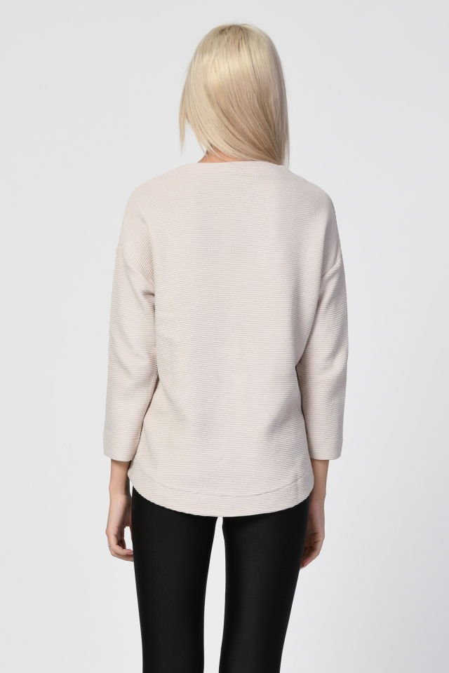 ZEGY Düşük Omuzlu Oversize Bluz  - Bej