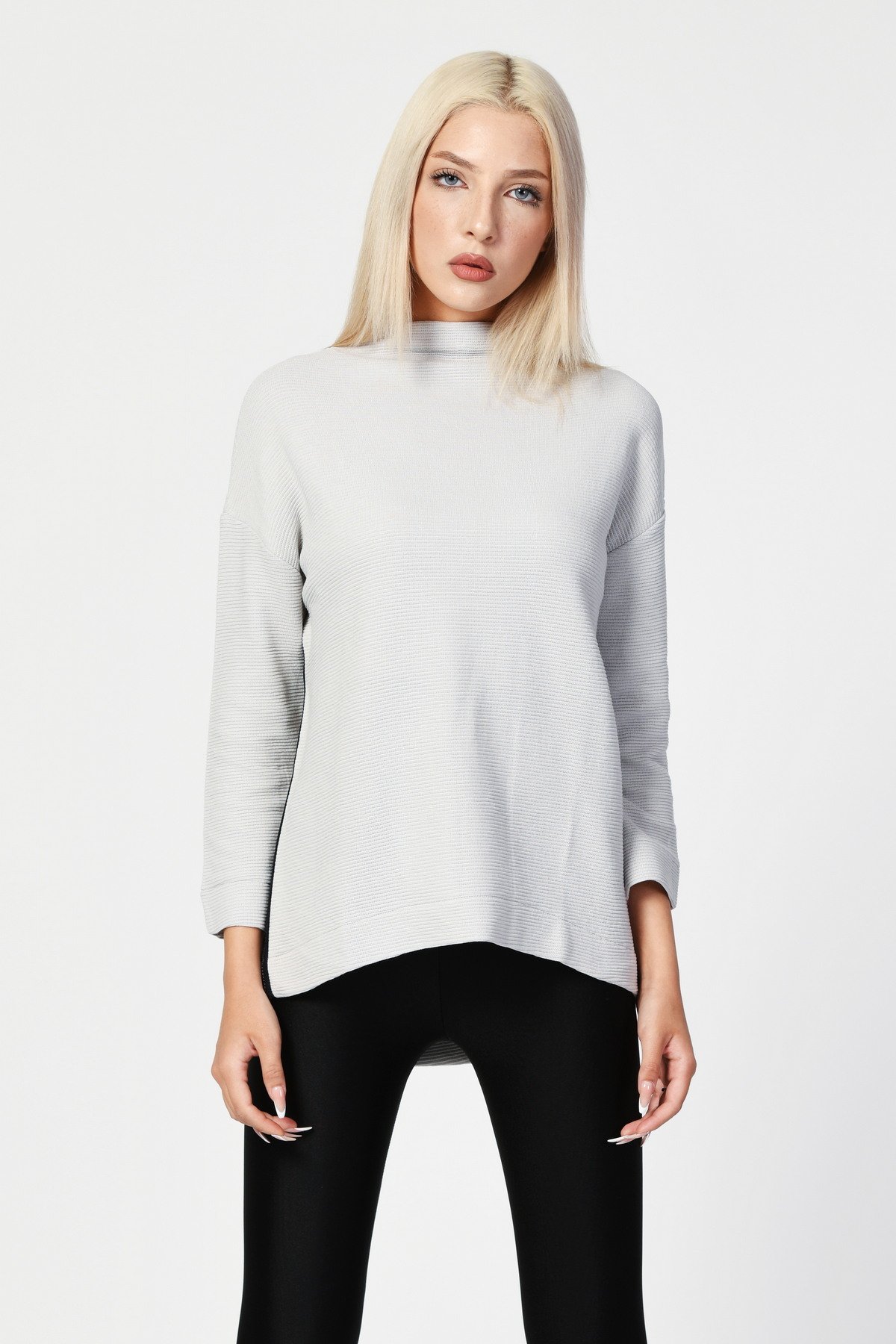 ZEGY Düşük Omuzlu Oversize Bluz  - Silver