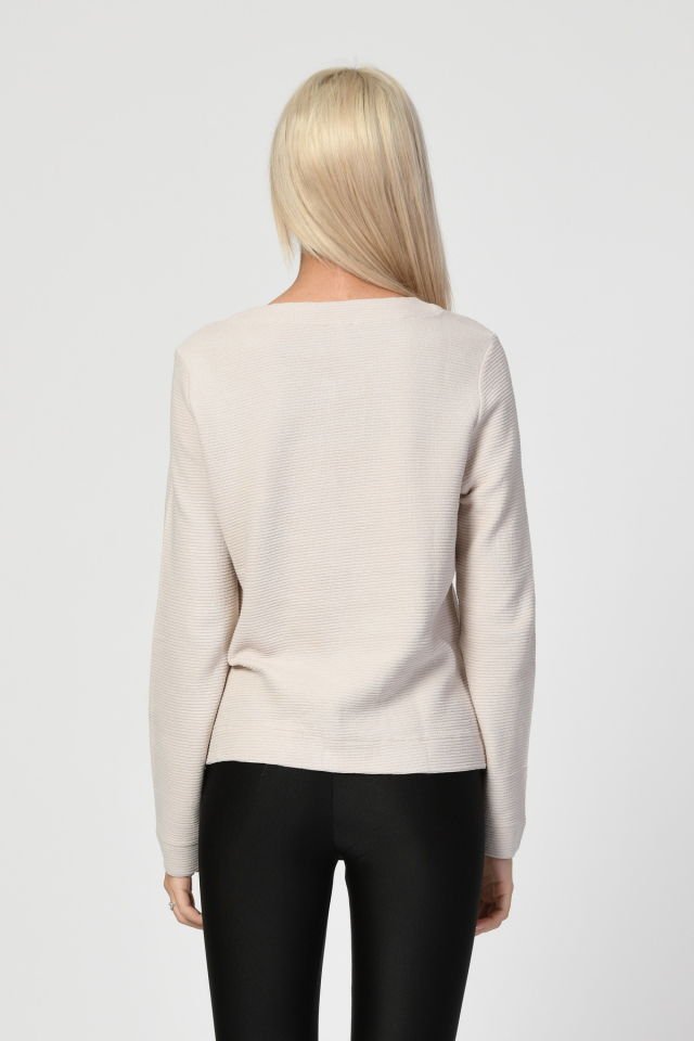 ZEGY Rozet Detaylı Hırka  - Bej