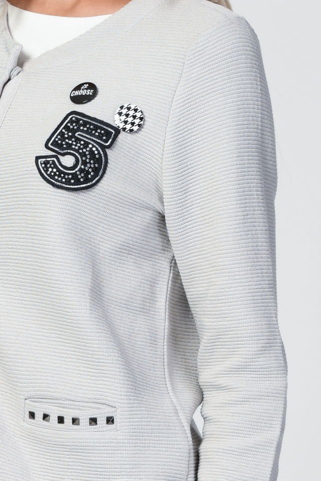 ZEGY Rozet Detaylı Hırka  - Silver