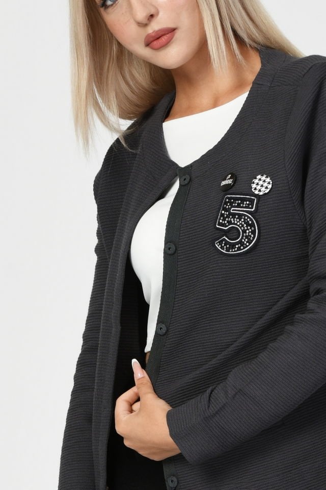 ZEGY Rozet Detaylı Hırka  - Antrasit