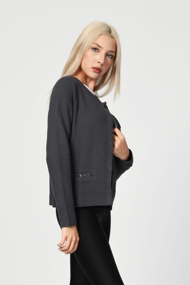 ZEGY Rozet Detaylı Hırka  - Antrasit