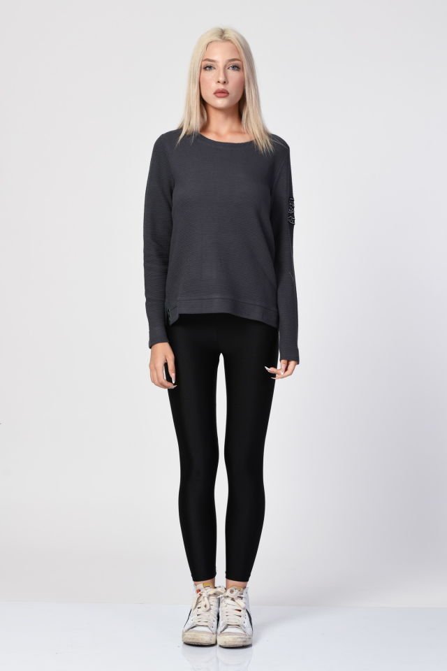 ZEGY Bisiklet Yaka Bluz  - Antrasit