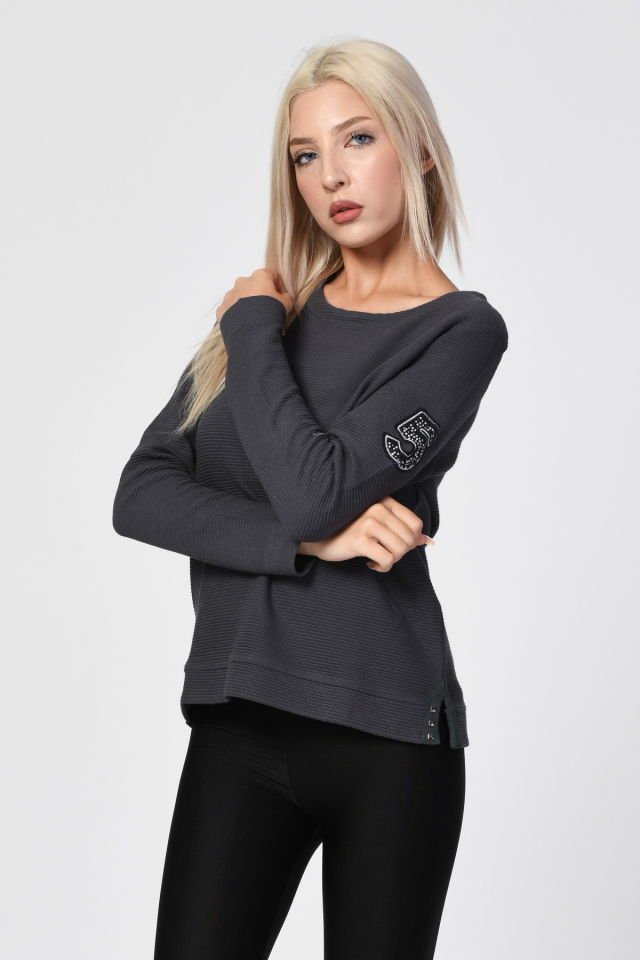 ZEGY Bisiklet Yaka Bluz  - Antrasit