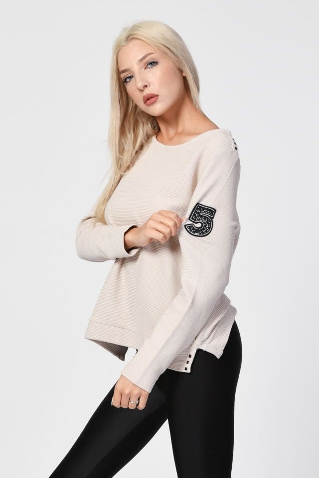 ZEGY Bisiklet Yaka Bluz  - Bej