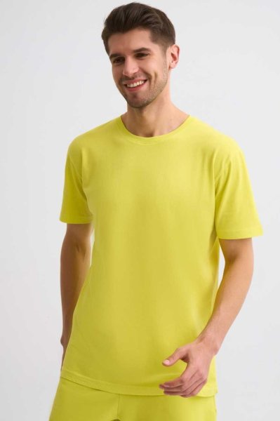 %100 Organik Pamuk Kısa Kollu Erkek Tişört - Sarı