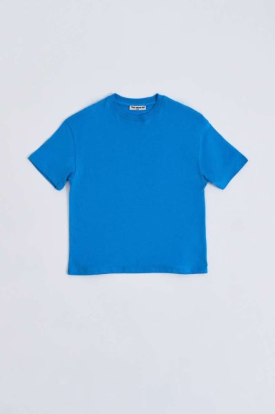 Organik Kısa Kollu Yuvarlak Yaka Erkek Çocuk Tişört - Mavi