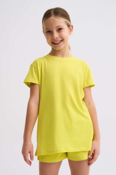 Organik Kısa Kollu Kız Çocuk Tişört - Sarı
