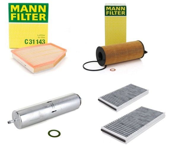 Bmw E60 Kasa 520d N47 Motor 2007-2010 Periyodik Bakım Filtre Seti Mann Marka HU721-5x - WK5002x - C31143 - CUK3139 - CUK3139