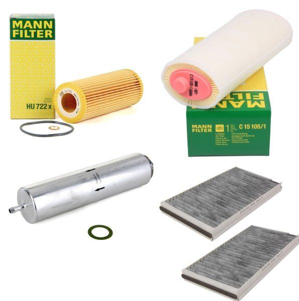 Bmw E60 Kasa 520d 2002-2007 Periyodik Bakım Filtre Seti Mann Marka Polen Wunder Marka HU722x - WK5002x - C15105-1 - WPK210