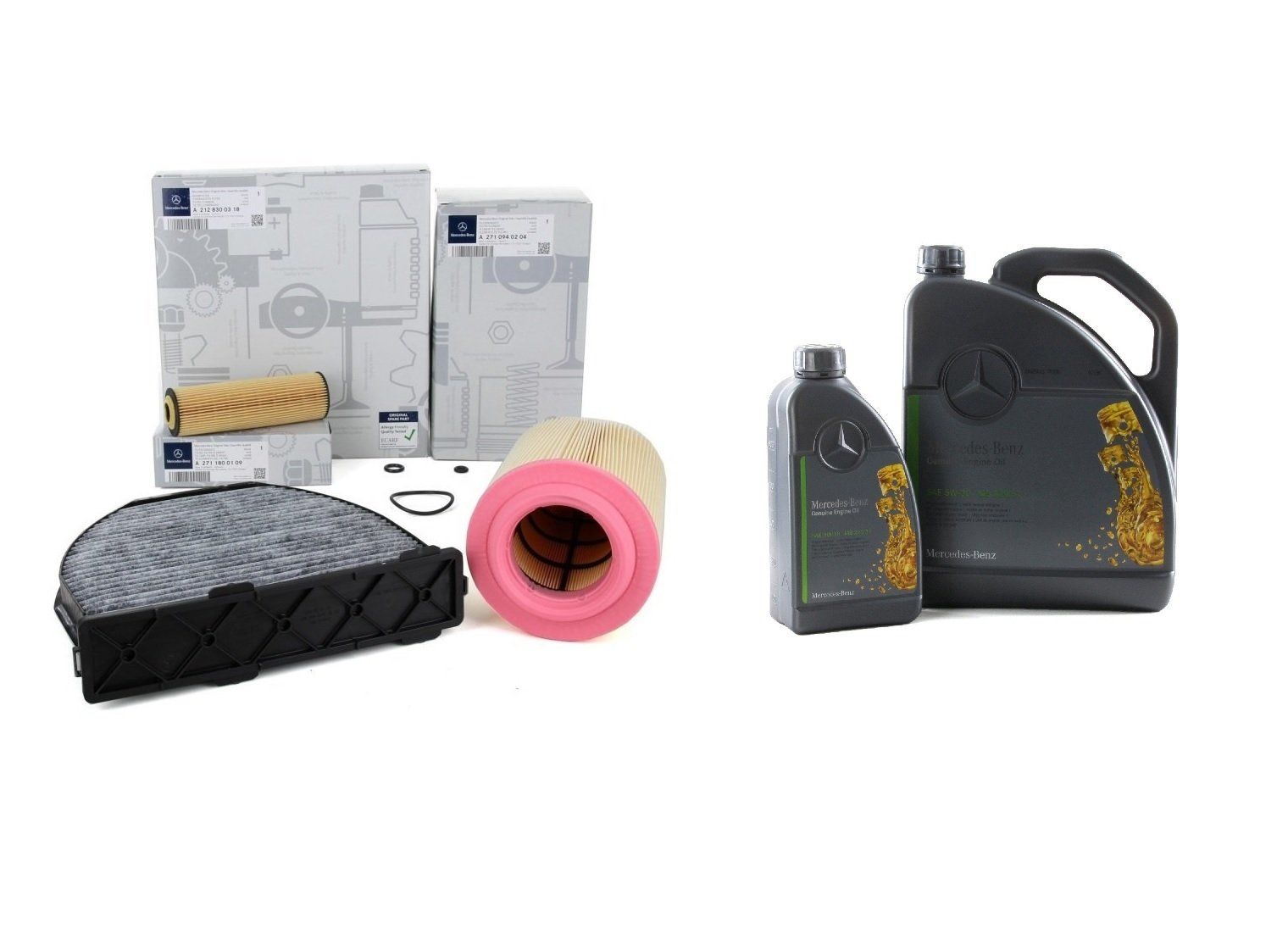 Mercedes W204 Kasa C200 Kompressor Periyodik Filtre Bakım Seti Motor Yağı Orijinal Mercedes A2711800109 - A2710940204 - A2128300318 - A000989690613ABDE - A000989940211ALEE