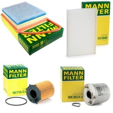 Citroen C4 1.6 Hdi Euro5 Periyodik Yağ Bakım Filtre Seti Mann Marka HU716-2x - C3585 - WK9034z - CU2940