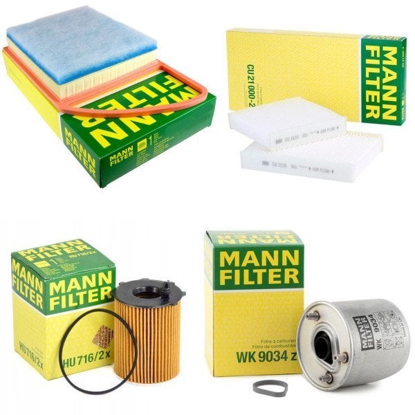 Peugeot 208 1.4 Hdi Euro5 Periyodik Bakım Filtre Seti Mann Marka Orjinal CU1620 - HU716-2x - WK9034z